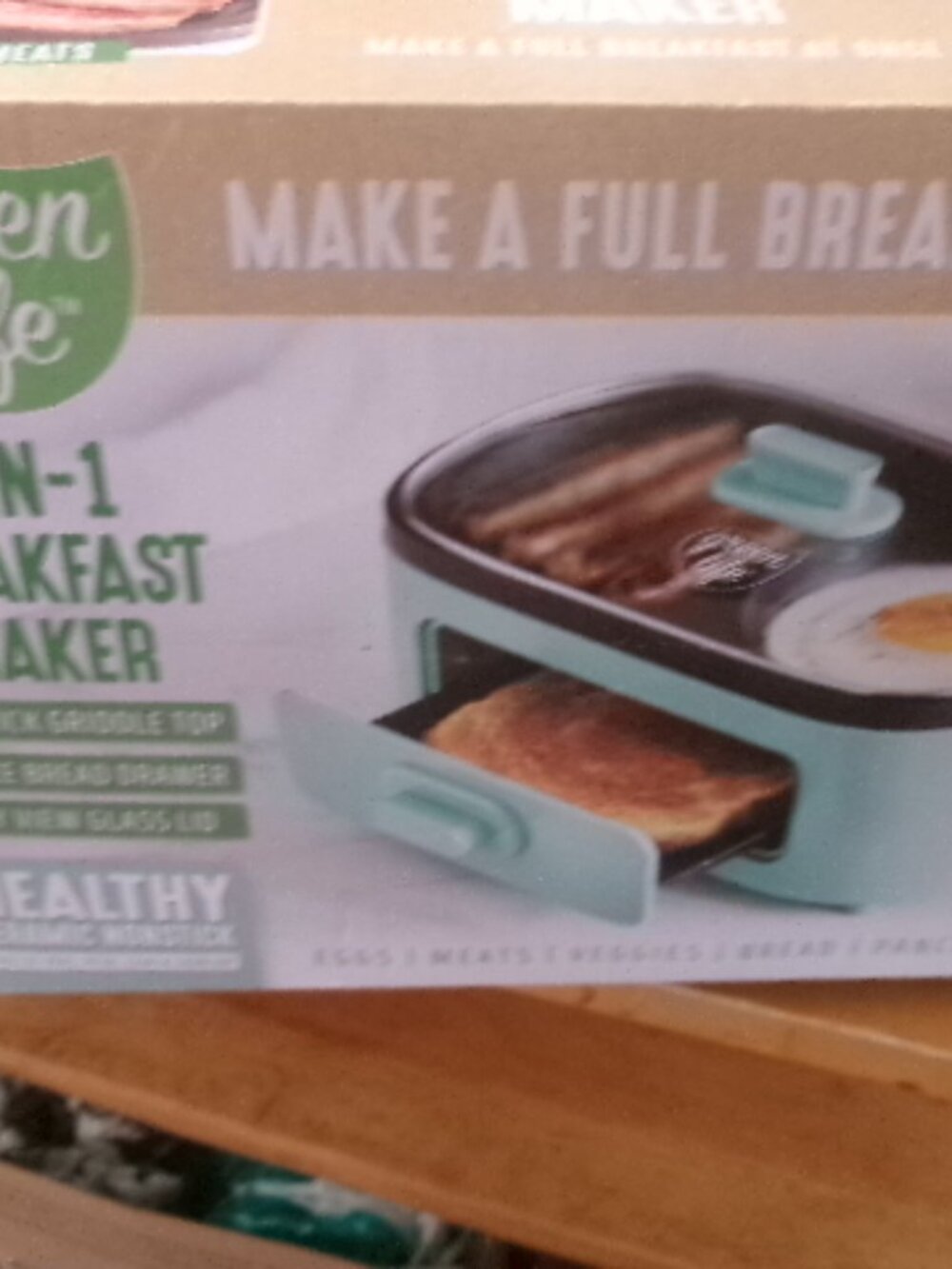 New Green Life 3-1 breakfast maker non stick griddle toast draw meat section